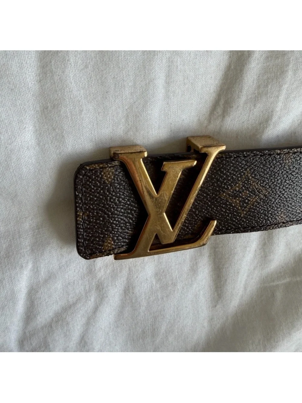 Louis Vuitton Brown Monogram Canvas Belt with Gold LV Buckle